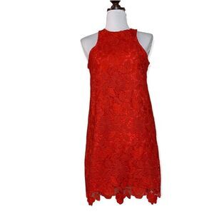 LOVERS + FRIENDS women’s red lace overlay racerback tank dress sz S